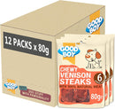 12 x Good Boy Chewy Venison Steaks 80g Full Case