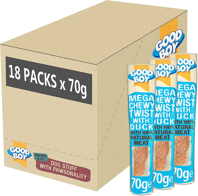 Good Boy Mega Chewy Twist With Duck 70g Case of 18