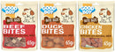 Beef Bites, Duck Bites and Chicken Bites 65g